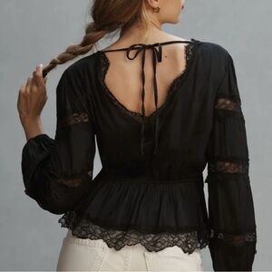 Anthropologie Elegant Black Lace Women's Top